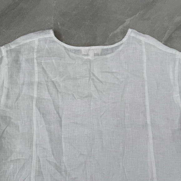 Women’s Two By Vince Camuto 100% Linen Short Sleeve Tie Up Top Small - Picture 11 of 16